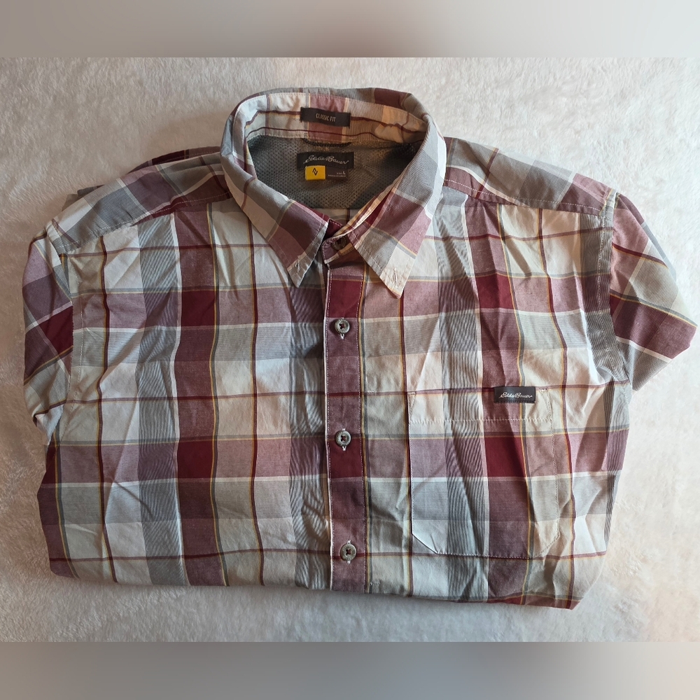 Eddie Bauer Plaid Button Down Shirt Men’s Large Classic Fit